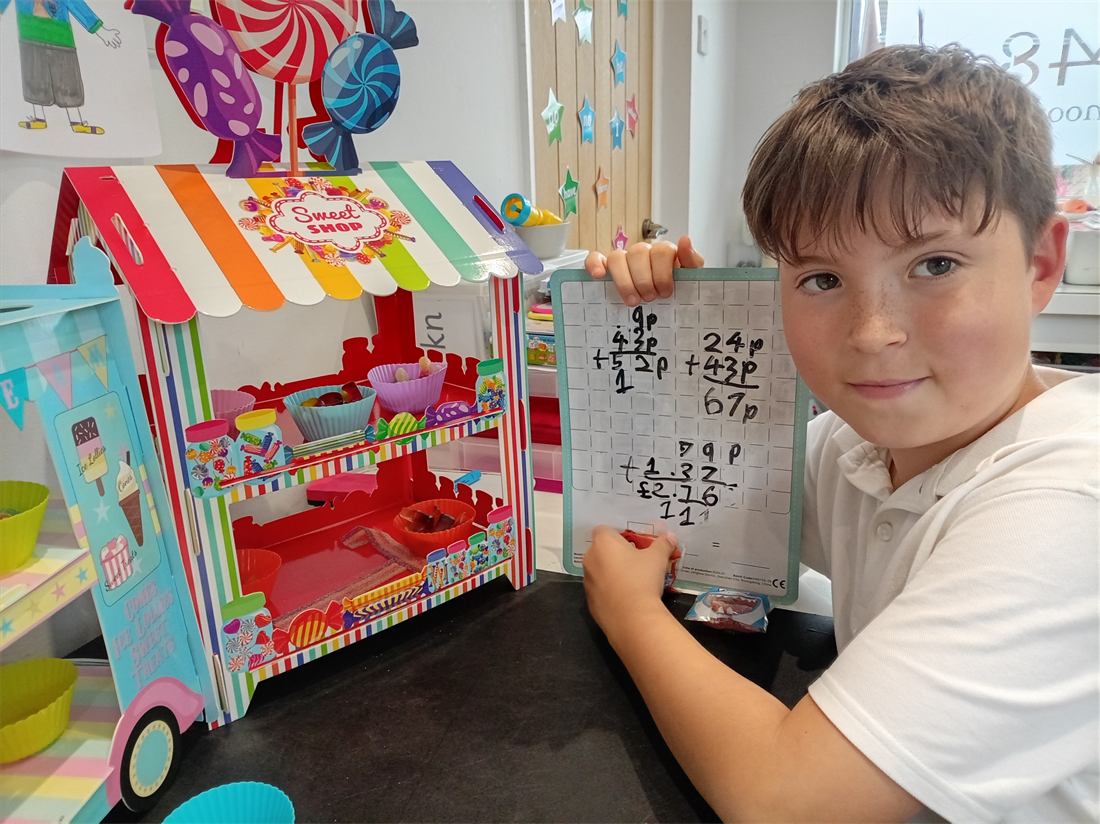 A pupil working one-to-one on a whiteboard activity